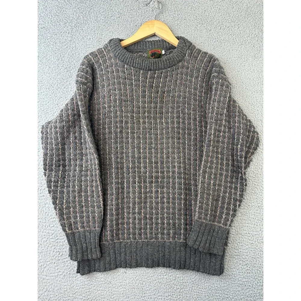 Vintage Boston Traders Knit Wool Blend Sweater Mens Large Brown Crewneck